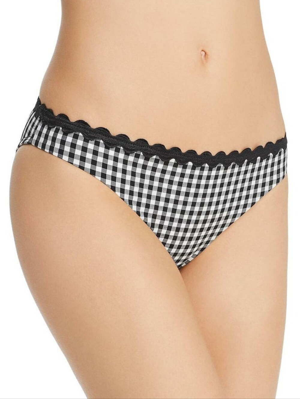 Shoshanna Black & White Checkered Scalloped Classic Bikini Bottom Small New